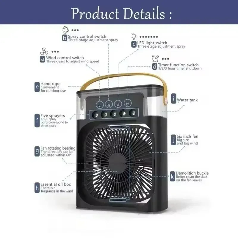 Velora Breeze mist fan for home office camping