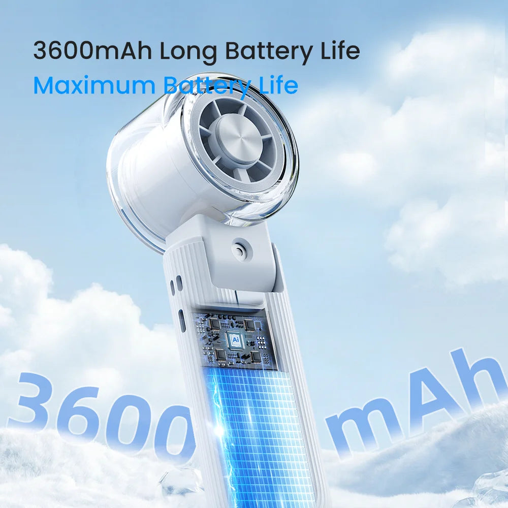 Velora Mist fan in hand outdoor use